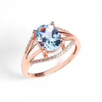 Bolaijewelry Кольцо с натуральным небесно-голубым топазом овальной формы 8*10 мм, серебро 925 пробы, ювелирные украшения для женщин и девушек, подарки на вечеринки и банкеты US RING SIZE:7# синий