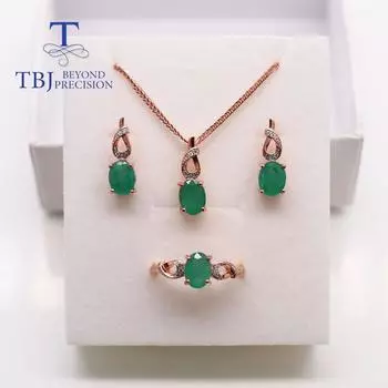 Bolaijewelry комплект ювелирных изделий из натурального изумруда Замбия зеленый изумруд кольцо серьги кулон изысканные украшения из стерлингового серебра 925 пробы для женщин хороший подарок