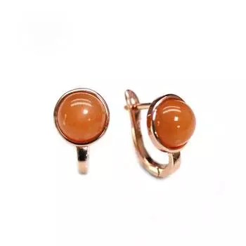 Bolaijewelry, круглые серьги с натуральным оранжевым лунным камнем диаметром 8,0 мм, серебро 925 пробы, простые модные женские повседневные украшения, изысканные украшения