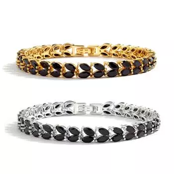 Bolaijewelry Легкий роскошный модный браслет из черной шпинели из стерлингового серебра 925 пробы, женский подарок на Черную пятницу, повседневная одежда белый