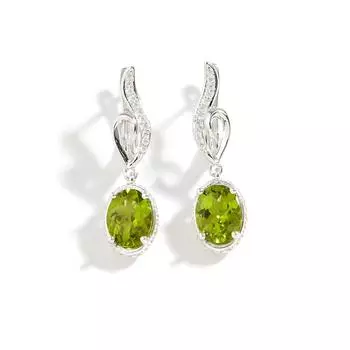 Bolaijewelry натуральный перидот 7x9 овальный драгоценный камень серебряная застежка серьги для женщин женские вечерние свадебные роскошные ювелирные изделия в подарок M серебряный