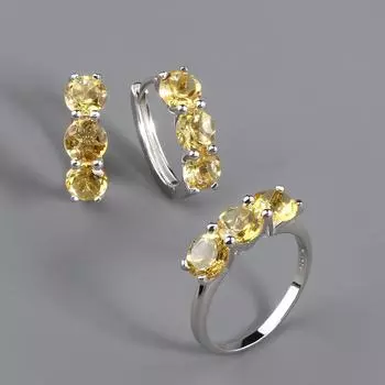 Bolaijewelry новые модные женские серьги с натуральным драгоценным камнем и цитрином в простом дизайне, серебро 925 пробы для мамы, подарок на праздник US RING SIZE 6# жёлтый