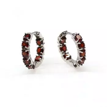 Bolaijewelry, серьги из стерлингового серебра 925 пробы с натуральным драгоценным камнем, круглые серьги с гранатом диаметром 4,0 мм, модные ювелирные изделия классического дизайна для женщин красный
