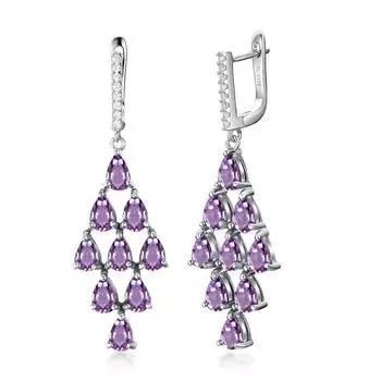 Bolaijewelry, серьги с натуральным аметистом и грушей длиной 4*6 мм, стерлинговое серебро 925 пробы, модные ювелирные украшения для женщин, юбилейная вечеринка фиолетовый