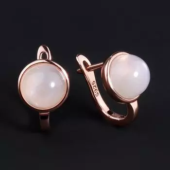 Bolaijewelry, серьги-застежки из натурального белого лунного камня с настоящим индийским драгоценным камнем, серебро 925 пробы для девочки M белый