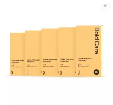 Bold Care Ultra Thin Climax Delay Lubricated - Натуральный латексный презерватив (Набор из 5, 50 презервативов)