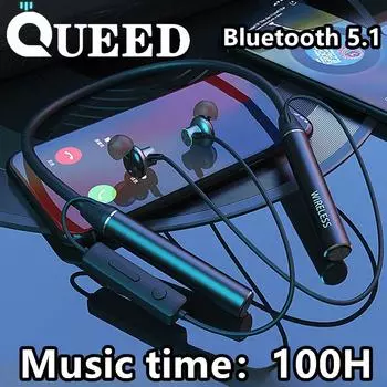 Более ранняя беспроводная Bluetooth-гарнитура с длительным сроком службы батареи может быть вставлена в подвесную шейную спортивную гарнитуру для карточек чёрный