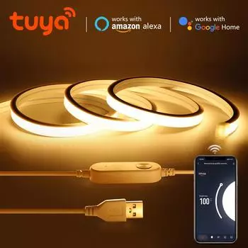 Более широкая светящаяся поверхность, 11 мм, Wi-Fi, USB, светодиодный неоновый свет, кремниевая трубка, внутренняя светодиодная лента COB, тип рукава, световая лента с Tuya Smartlife 1m