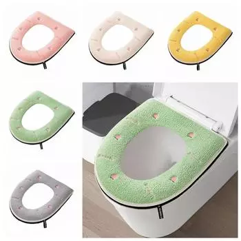 Более толстая подушка для сиденья унитаза, ручка, коврик для табурета, универсальный плюшевый чехол для сиденья унитаза, туалет серый