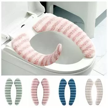 Более толстый плюшевый чехол для сиденья унитаза, подушка для унитаза, универсальный коврик для унитаза, ванная комната бежевый