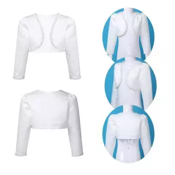 Болеро с длинными рукавами для девочек, платье с цветочным узором для девочек, накидка, детская короткая куртка, кардиган, топ 1-2 Years слоновая кость