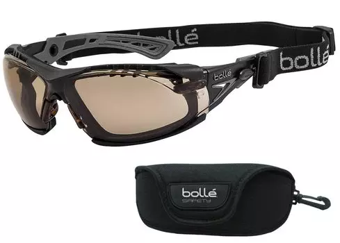 Bolle SAFETY Rush Plus набор из 4 предметов (корпус очков/комплект прокладок/полужесткий футляр/оригинальная ткань) ((полужесткий футляр) черный/волчий серый, сумерки)