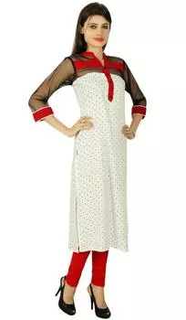 Болливудская пунктирная районная этническая Курти 3 4 рукава Туника Курта Женское платье Топ 10