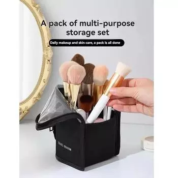 Bolsa de almacenamiento para brochas de maquillaje, neceser porttil de viaje de gran capacidad, sencillo, a la moda, novedad