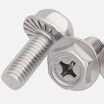 Болт с фланцем и шестигранной головкой, никелированный, с шайбой, крестообразный шлиц, M3-M6 M3*6