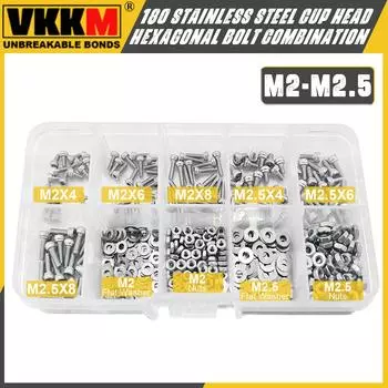 Болт с шестигранной головкой и чашечкой из нержавеющей стали 180, гайка, комплект шайб