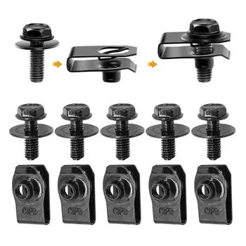 Болты кузова и зажимы с U-образными гайками M6 Крышка двигателя Поддон Брызговик Бампер Фиксатор подкрылка крыла Крепеж Винты-заклепки