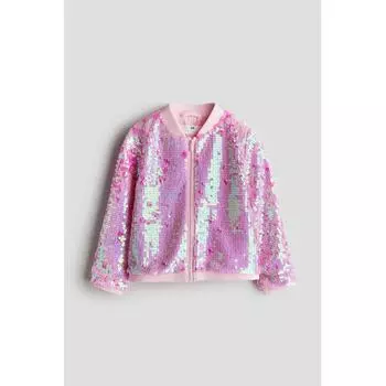 Бомбер HM с пайетками розовый