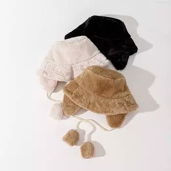 Бомбер Зимняя теплая панама Шапки для женщин Кепка для гольфа Пешая походная шапка Меховая шапка Зимняя шапка Кепка-бочка Хлопковая ткань Защита ушей Кепка бежевый