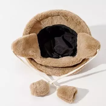Бомбер Зимняя теплая панама Шапки для женщин Кепка для гольфа Пешая походная шапка Меховая шапка Зимняя шапка Кепка-бочка Хлопковая ткань Защита ушей Кепка бежевый