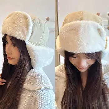 Бомберная шапка мужская женская толстая теплая мотоциклетная шапка меховая шапка модная мужская женская зимняя шапка черная синяя ушанка лыжная русская шапка чёрный