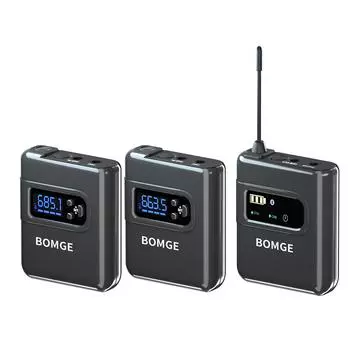 BOMGE 40-канальная беспроводная петличная микрофонная система UHF со смартфоном, цифровой зеркальной фотокамерой и видеокамерой, мобильными устройствами YouTube Facebook Live