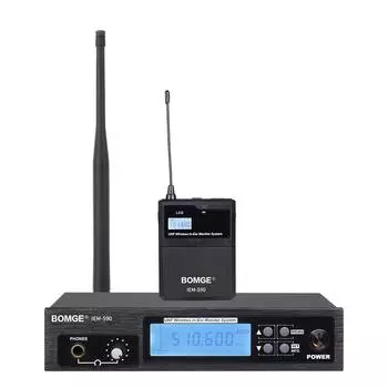 BOMGE Pro UHF стерео аудио беспроводная внутриушная система мониторинга 180 футов, монтаж в стойку, профессиональный передатчик стереосистемы IEM и поясной приемник