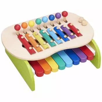 Bon Furniture деревянная игрушечная клавиатура ксилофон глокеншпиль с 2 барабанными палочками натуральное дерево детская музыка от 1,5 лет