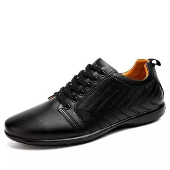 BONA/Новая классическая мужская повседневная обувь на шнуровке, дышащая мужская обувь, легкие и мягкие мужские туфли на плоской подошве, удобные 41 чёрный