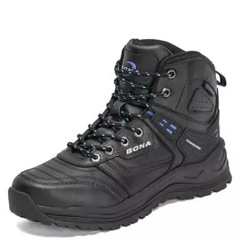 BONA Новые дизайнерские кожаные плюшевые супер теплые зимние ботинки мужские кроссовки ботильоны мужские высокие зимние ботинки 41 чёрный/белый