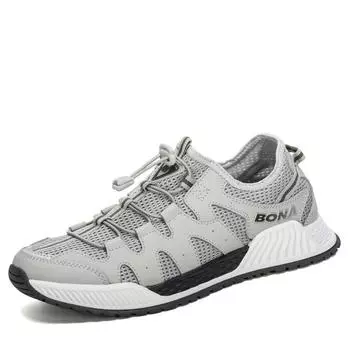 BONA Новые дизайнерские кроссовки с сеткой, мужские 46, кроссовки большого размера, повседневная обувь для прогулок, бега, мужская спортивная обувь, модная 42 светло-серый