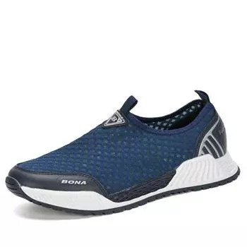 BONA Новые дизайнерские повседневные туфли Мужские удобные дышащие прогулочные кроссовки Мужские модные теннисные туфли 41 синий