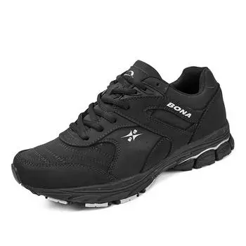 BONA/Новые классические мужские кроссовки на шнуровке, мужская спортивная обувь, уличные беговые кроссовки, удобные легкие 41 чёрный