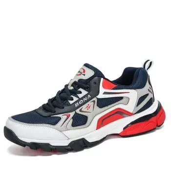 BONA/Новый стиль, кожаные кроссовки, мужские кроссовки, мужские спортивные кроссовки, удобные кроссовки 42 белый