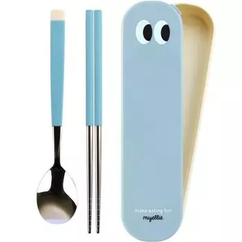 Bonaire Pastel Junior Kids Вакуумные палочки для еды + ложка + набор в футляре, синий