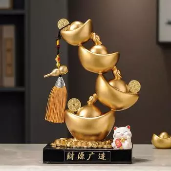 Bonanza Yuanbao Украшение Zhaocai Новое китайское домашнее хозяйство Гостиная Офис Креативное высококачественное украшение из смолы Открытие Подарков Новое