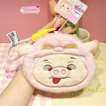 Bond Pink Gg Big Face Plush Coin Purse Keychain Pendant For Gift And Storage Tongue