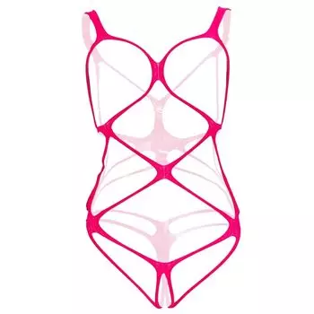 Бондаж Одежда для Экспозиции Одежда для Экспозиции на Открытом Воздухе Костюм Косплей СМ Открытая Грудь Разрез в Паху Дыра Свободный [Черное Предзнаменование] (879-Розовый, Размер) bs701-f-879-pk