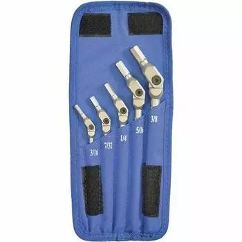 Bondhus 00009 HEX-PRO Pivot Head Wrench Set (5 Piece), Includes Sizes: 3/16, 7/32, 1/4, 5/16 & 3/8 , Chrome