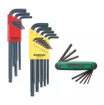 BONDHUS Hex Wrench Double Set Eco Pack Black Dyed inch BLF30TS [] (BLX9M 1.5~10mm BLX13 0.050~3/8 TF8S T6~T25) No.14132 чёрный