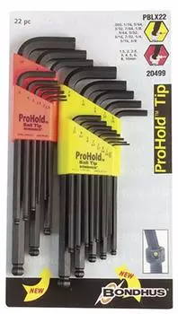 BONDHUS Hex Wrench Set Black Dyed 22 Pieces 10mm PBLX22 [] Multi-Pack (PBLX9M 1.5, 2, 2.5, 3, 4, 5, 6, 8, PBLX130.050, 1/16, 5/64, 3/32, 7/64, 1/8,