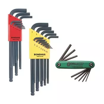 BONDHUS Hex Wrench Triple Set Eco Pack Black Dyed inch BLF30T [] (BLX9M 1.5~10mm BLX13 0.050~3/8 TF8-12634 T9, ~T40) No.14138 чёрный