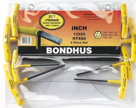 BONDHUS Hexagonal black set of 8 HTX80 [] T-handle set, dyed, (3/32, 7/64, 1/8, 9/64, 5/32, 3/16, 7/32, 1/4 inch) No.13332