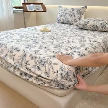 Bonenjoy, 1 шт., простыня с принтом, эластичные простыни для дома, постельное белье в цветочном стиле (Нет наволочки) 90x200x28cm 1pc