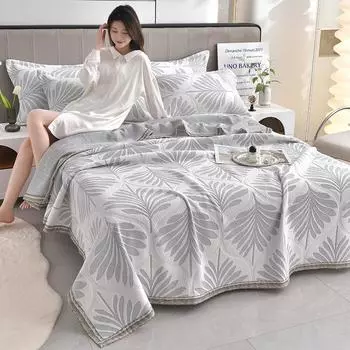 Bonenjoy Покрывало с листьями, стильное жаккардовое одеяло, декор для дивана, полотенце, летнее одеяло, высокое качество, подарок edredon (Наволочка Нужен заказ) 150x200cm 1pc