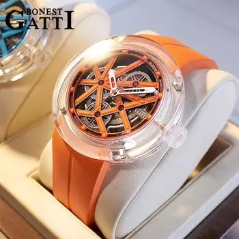 Bonest Gatti Watch Glass Shell Модные мужские механические часы