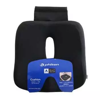 BONFORM Phiten Aqua Titanium Cushion Hip Cushion 44 x 44cm Black Memory Foam Perforated Cushion for Lower Back Pain and Fatigue phiten 5815-13BK