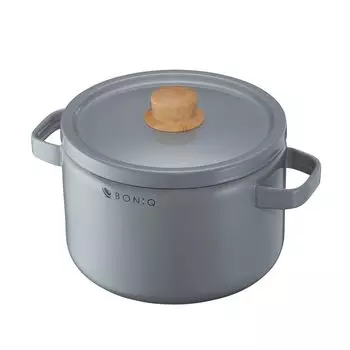 BONIQ Enamel Urban Ash Pasta Pot Deep Pot Cooking Pot Direct Fire IH Casserole Diameter 22cm Height 19cm without Lid Low Temperature Cooker Pot Low