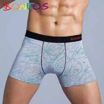 BONITOS 1 шт. боксеры с принтом мужские сексуальные мужские трусы хлопковое нижнее белье для мужчин S темно-синий