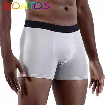 BONITOS, 1 шт., мужские трусы, хлопковые мужские боксеры, сексуальное однотонное мужское нижнее белье S чёрный